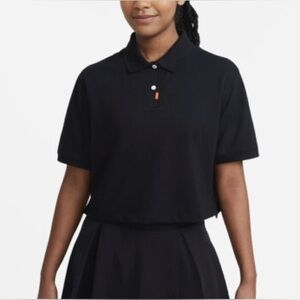 Nike Polo Golf Loose Fit Crop Top Black Shirt
